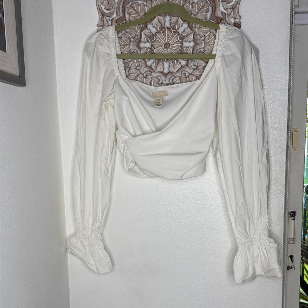 H&M Cream Blouse with Long Sleeves
